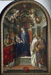 Madonna met het kind omringd door de heiligen Johannes de Doper, Victor, Bernardus van Clairvaux en Sint Zenobius