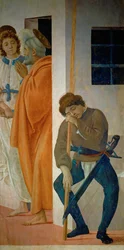 Sint Petrus uit de gevangenis geleid door een engel, langs een van de slapende bewakers van koning Herodes (fresco)