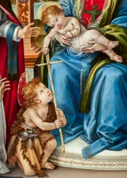 Maagd met kind en Johannes de Doper, Sint Martinus en Sint Catharina van Alexandrië (detail van Nerli Altaarstuk)