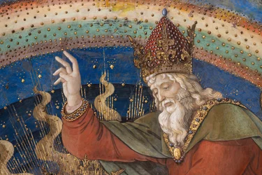 God, detail van de Kroning van Maria