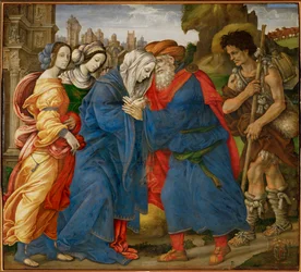 De ontmoeting van Joachim en Anna (schilderij op doek)