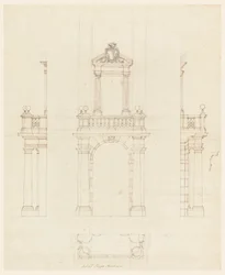 Tekening, Deurkast en kozijn van een deur, 1750-75