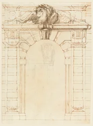 Portaal (recto); Portret van een jonge krijger (verso)