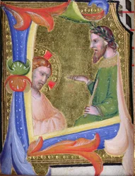Christus voor Pilatus, in de versierde initiaal L, ca. 1403-05