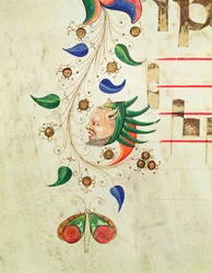 Missaal 515 f.72v Zoomorfische bladerrand, detail uit een Koorboek uitgevoerd voor 1449