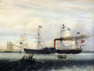 De Britannia vaart de haven van Boston binnen, 1848