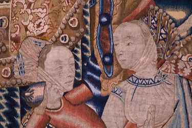 Vlaamse wandtapijt. De Doortocht door de Rode Zee. Ca 1490. (detail)