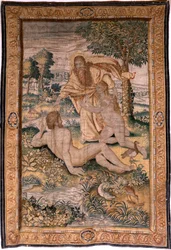 God creëert de vrouw en introduceert haar aan Adam (Dios crea a la mujer y la presenta a Adán). Ca 1630.