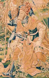 Vlaams wandtapijt. Serie Het Boek van Judith. De onthoofding van Holofernes (detail)