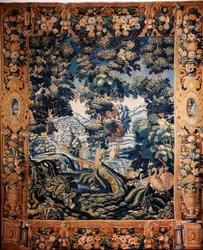 Vlaamse wandtapijt. Zogenaamde verdure. Atelier van Oudenaarde. Privécollectie. 17e eeuw (?)