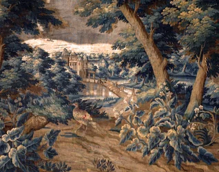 Vlaams wandtapijt. Verdure. Eind 17e-begin 18e eeuw. Detail.