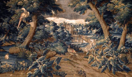 Vlaamse wandtapijt. Verdure. Eind 17e-begin 18e eeuw. Eigendom van de kerk Sint-Walburgakerk Oudenaarde (Dekenij van de Sint-Walburga). (detail)