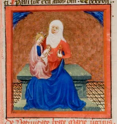 Geboorte van de Heilige Maagd Maria, illustratie uit Legenda Aurea door Jacobus de Voragine, c.1405-10