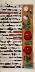 Ms. 1058-1975, f.120r: detail van een bloemenrand uit een Getijdenboek