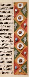 Detail van een bloemenrand uit een Getijdenboek, ca. 1500