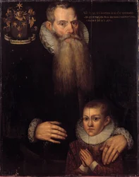 Portret van Charles de Condé (1535-1602) en zijn zoon John in 1592. Vlaamse School van de 17e eeuw. Versailles, Musée des châteaux de Versailles et Trianon