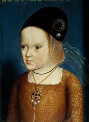 Portret van Margarita van Oostenrijk (1480-1532) dochter van keizer Maximiliaan, 3 jaar en 3 maanden oud in april 1483 later vrouw van de Infant Dom Juan, prins van de Asturië dan Filibert de Schone, hertog van Savoye en gouvernante van de Nederlanden. An