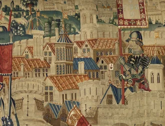 Wandtapijt met de veroveringen van koning Alfons V van Portugal (Conquistas de Alfonso V de Portugal), Tournai. Detail