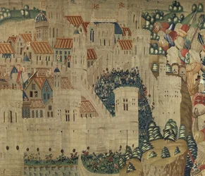 Wandtapijt met de veroveringen van koning Alfons V van Portugal (Conquistas de Alfonso V de Portugal), Tournai. Detail