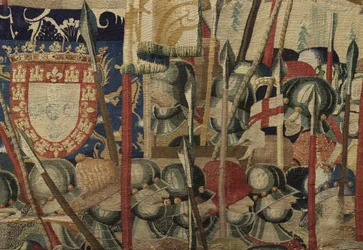 Tapijt met de veroveringen van koning Alfonso V van Portugal (Conquistas de Alfonso V de Portugal), Tournai (detail)
