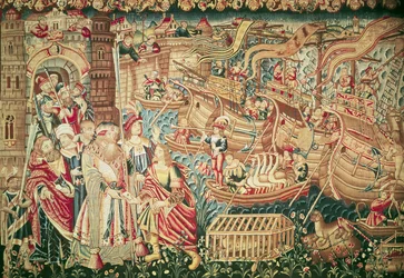 De aankomst van Vasco da Gama (ca. 1469-1524) in Calcutta, 20 mei 1498