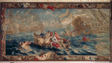 De Slag bij La Hogue, mei 1692, uit de serie De Militaire Wetenschap, Werkplaats van Judocus de Vos, ca.1715-24
