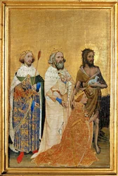 Het Wilton-diptiek, detail links recto: Koning Richard II (olieverf en tempera op hout)