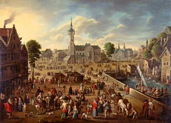 Stadsgezicht van het Hoofdplein in Lier, ca. 1620-1625