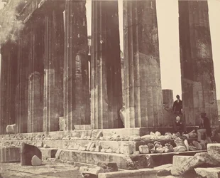 Details van de colonnade van het Parthenon, Athene, ca. 1870s