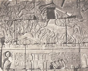 Karnak Thebe, Omheining van het Paleis - Details van Beelden bij Punt O, 1851-52, gedrukt 1853-54