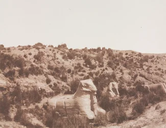 Sfinxen met een Mensenhoofd en met een Ramshoofd bij Punt Y. Karnak Thebe, 1851-1852