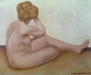 Zittende naakte vrouw