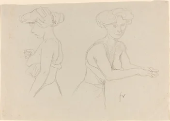 Twee studies van een vrouw die zich aankleedt, 1890s
