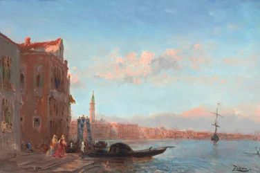 Personages die een paleis verlaten, Canal della Grazia