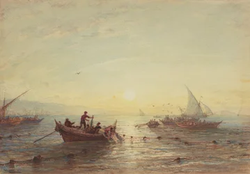 Tonijnvissen bij zonsopgang voor de kust bij Marseille