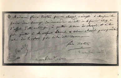 Gesigneerde brief van Flora Tristan (1803-44) aan de Franse minister van Justitie, met het verzoek om een echtscheiding, 4 februari 1839
