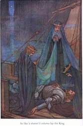Dus als een verbrijzelde zuil lag de koning (Morte D