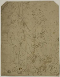 Scène met Mercurius en Minerva