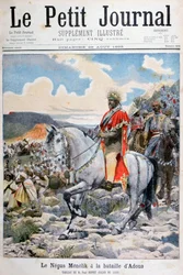 Negus van Ethiopië, Menelik II, bij de Slag van Adoua, 1898