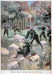 Russische officier gewond door de Pruisen, Russische grens, 1898