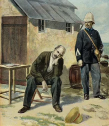 Kapitein Alfred Dreyfus gevangene op Duivelseiland