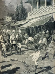 Opstand in de stad Bombay in 1898 (gravure)