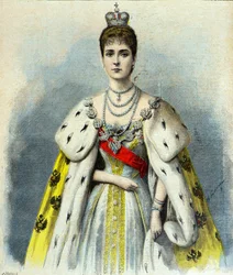 Portret van Alexandra Feodorovna in kroningskostuum