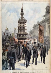 Promenade van het meesterwerk van de gezellen-timmerlieden, gegraveerd door Fortuné Louis Méaulle (1844-1916), eind 19e eeuw