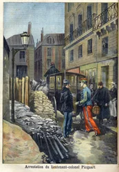 De Dreyfus-affaire Arrestatie van luitenant-kolonel Picquart (1854-1914) in Le Petit Journal, januari 1898 (gravure)