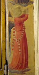 Engel die een trompet speelt (detail)