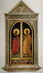 Liniers altaarstuk: St. Petrus en St. Marcus (schilderij op hout)