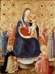 Madonna en Kind met engelen, Sint Dominicus en Sint Catharina van Alexandrië, ca. 1435