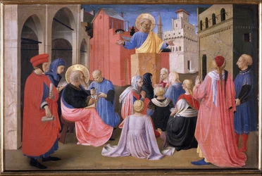 De prediking van Sint Pieter in aanwezigheid van Sint Marcus. Tabernakel van de Linaioli