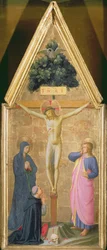 Christus aan het Kruis tussen de Maagd en Kardinaal Torquemada en Sint Jan de Evangelist